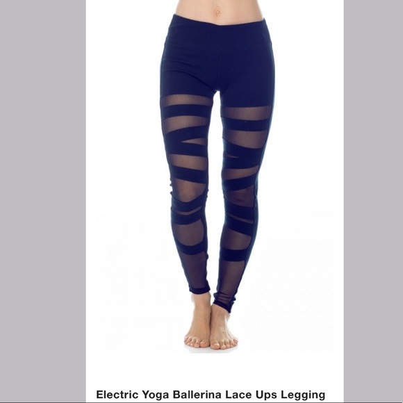 Electric yoga ballerina lace up mesh leggings M - Picture 4 of 13